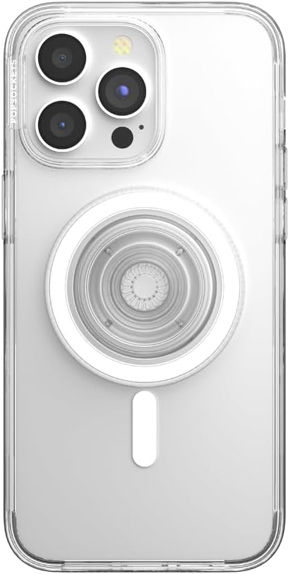 PopSockets Phone Grip Case for iPhone 15 Pro Max - Clear MagSafe Compatible Wireless Charging