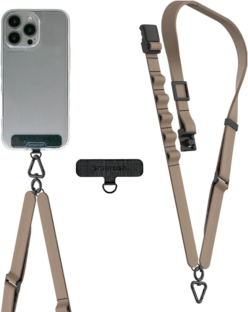 Smartish Phone Lanyard - Case Clinger - Universal iPhone Holder w/Detachable Crossbody Shoulder Neck Strap w/Storage Loops, Fidlock, Insert for Phone Cases iPhone, Galaxy, Pixel - Sandstorm