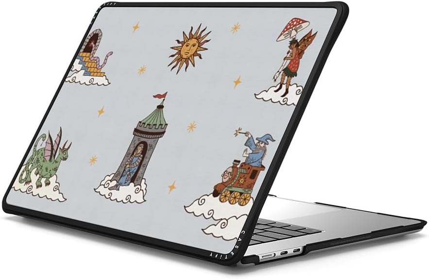 CASETiFY Impact MacBook Air 15" (M2-M4) Case [Cushioned Impact Corners/Scratch-Resistant/Anti-Slip Grip] - up in The Medieval Clouds - Clear Black