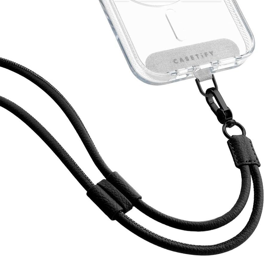 CASETiFY Pebbled Cord Phone Strap - Jet Black/Grige