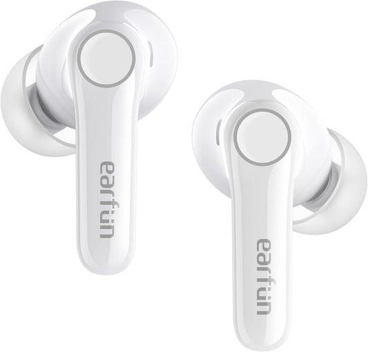 EarFun Air Pro 4 Adaptive Hybrid Noise Canceling Wireless Earbuds, Qualcomm Snapdragon Sound, aptX Lossless, 6 Mics AI CVC 8.0 Call, LDAC Hi-Res Audio, 52H Playtime, Bluetooth 5.4 (Glossy White)
