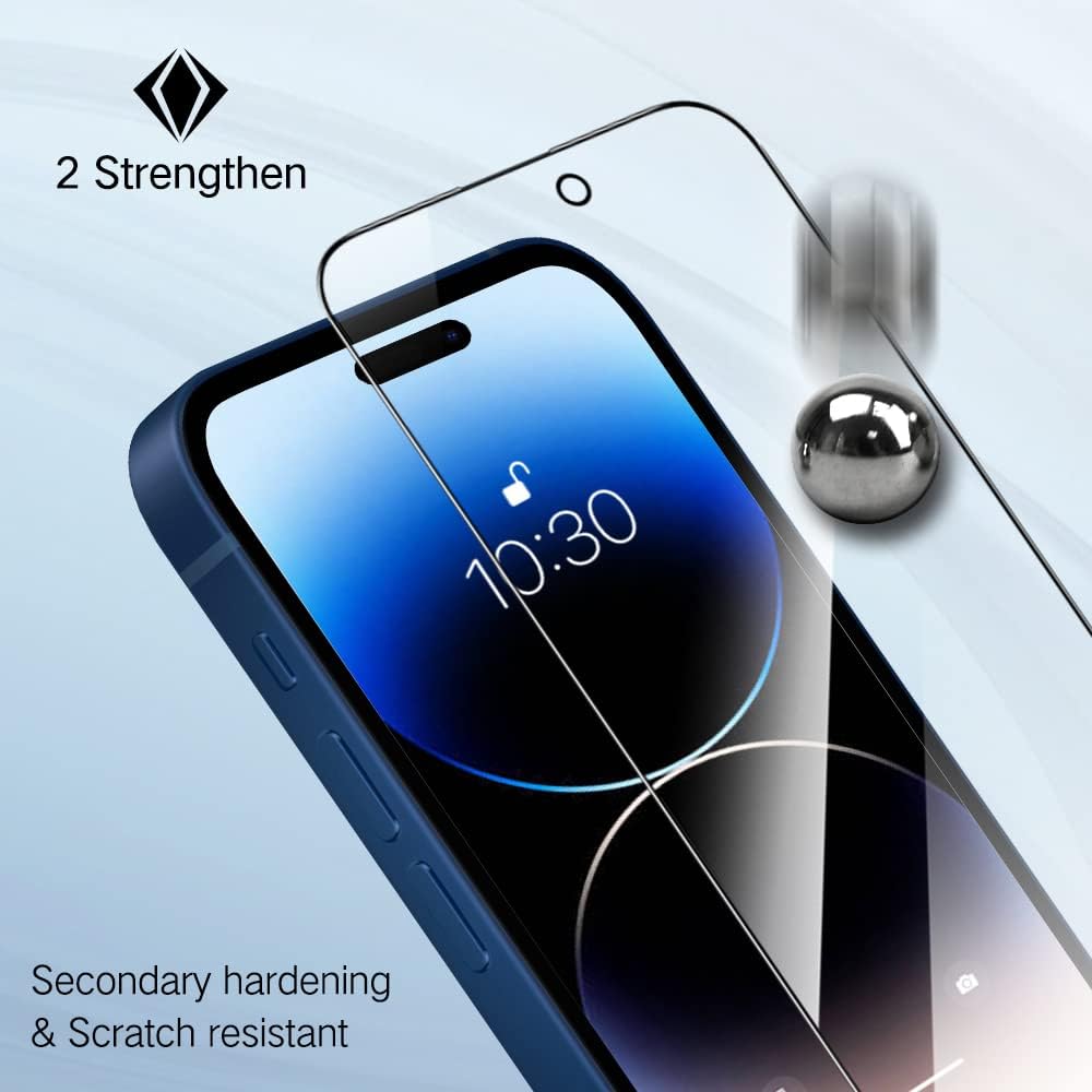 PERFECTSIGHT 2 Pack Compatible for iPhone 14 Pro Max Screen Protector 6.7 Inch, [ 6X Strogner ] HD Clear Premium Tempered Glass Case Friendly 9H Hardness Bubble Free Easy Installation