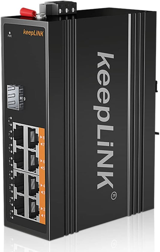 8 Port Industrial PoE Switch Unmanaged, Gigabit PoE Switch with 8 PoE+ Ports @245w, 1 SFP Slot, DIN Rail Hardened Network Switch, IP40