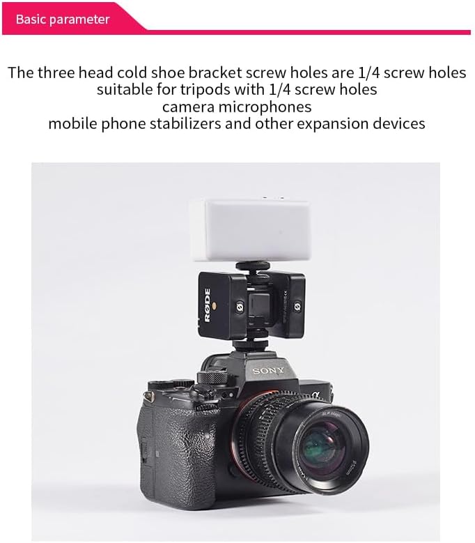 Aluminum Camera Cold Shoe Mount, Hot Shoe Extension Camera Flash Bracket for Light, Mic, with 1/4'' Tripod Screw (ST-002)