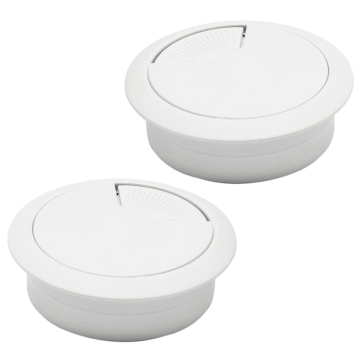 Desk Grommet 2-1/16" (53 mm), Desk Cord Hole Cover, Cable Grommet ABS Plastic, Desk Hole Grommet for Office and Home Table Cable, Detachable Adjustable Cable Cord Organizer (White 2 Pcs)