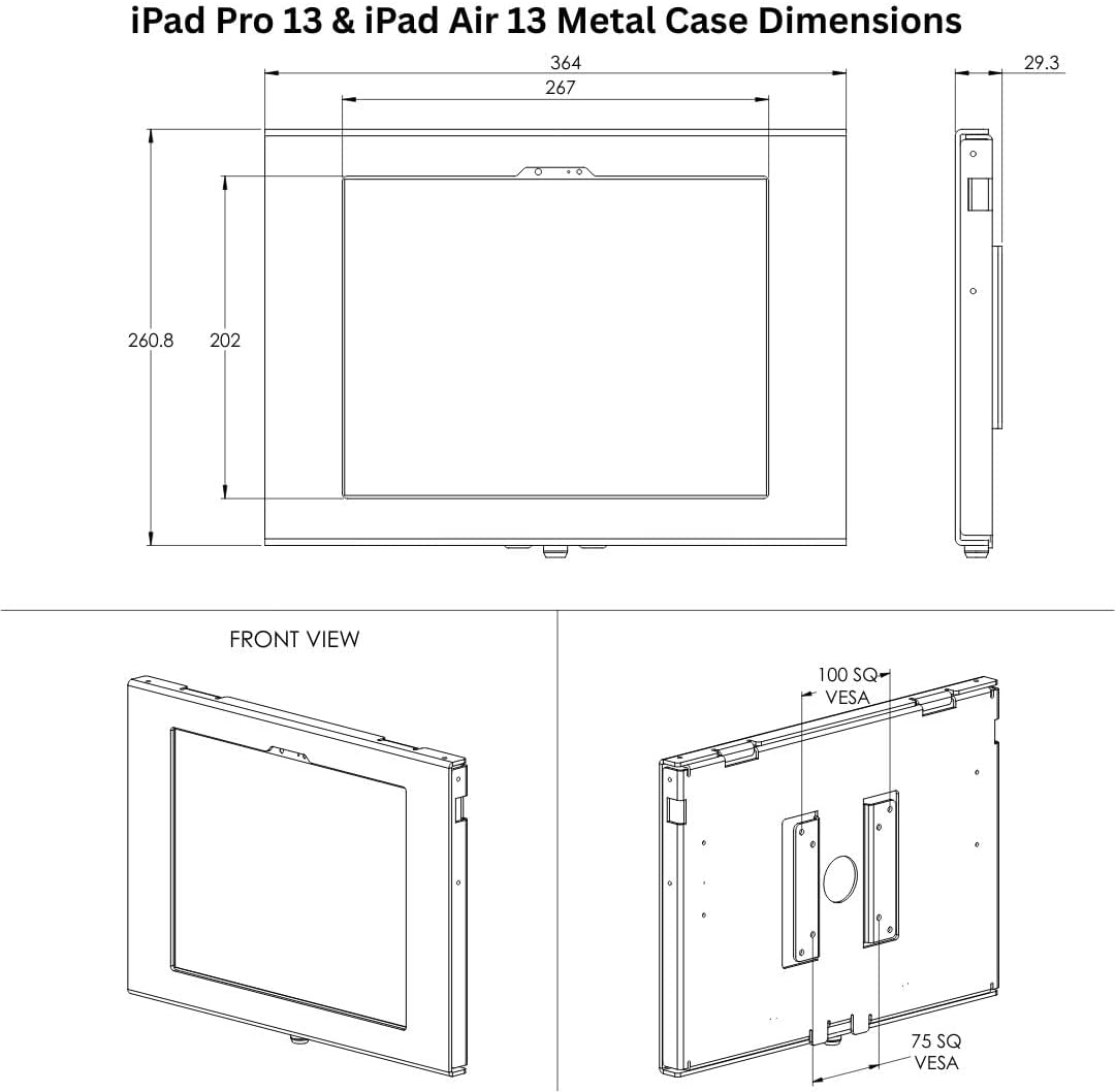 TABcare Locking Anti-Theft Metal Case for iPad Pro 13" for Kiosk, POS, Store, Show Display, Time Clock (White, iPad Pro 13)
