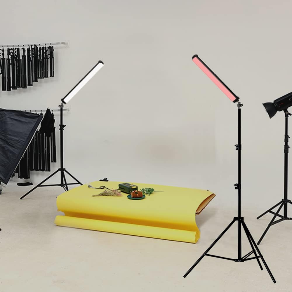 RGB Photography Light Wand Stick, 360° Full Color Portable LED Lighting Wand Handheld 5000mAh Rechargeable Battery & Magnet with 27"-80" Tripod Stand-2 Pack