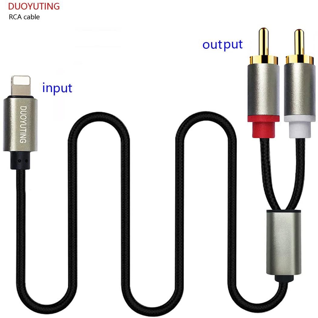 RCA Audio Cable, iOS Phone to 2 Male RCA Stereo Audio Y-Adapter for iPhone/Sound Box/Amplifier/Home Theater etc. (6.2ft)
