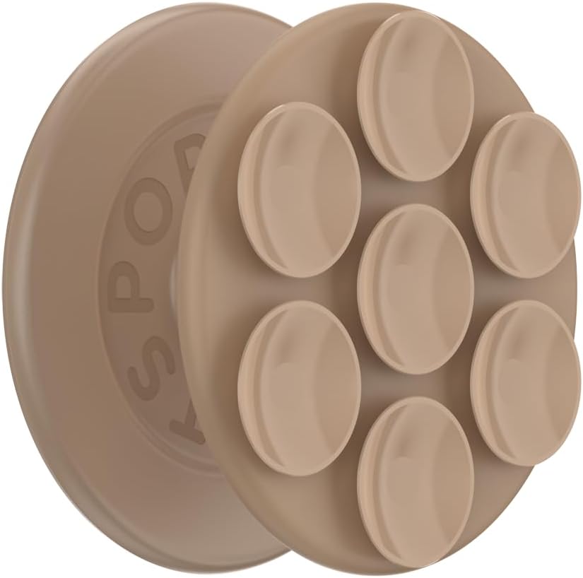 PopSockets Suck-Up™ Suction Grip & Stand, 3-in-1 MagSafe Phone Mount for iPhone, Strong Hold on Mirrors & Glass, Swappable Top, Portable & Reusable - Latte