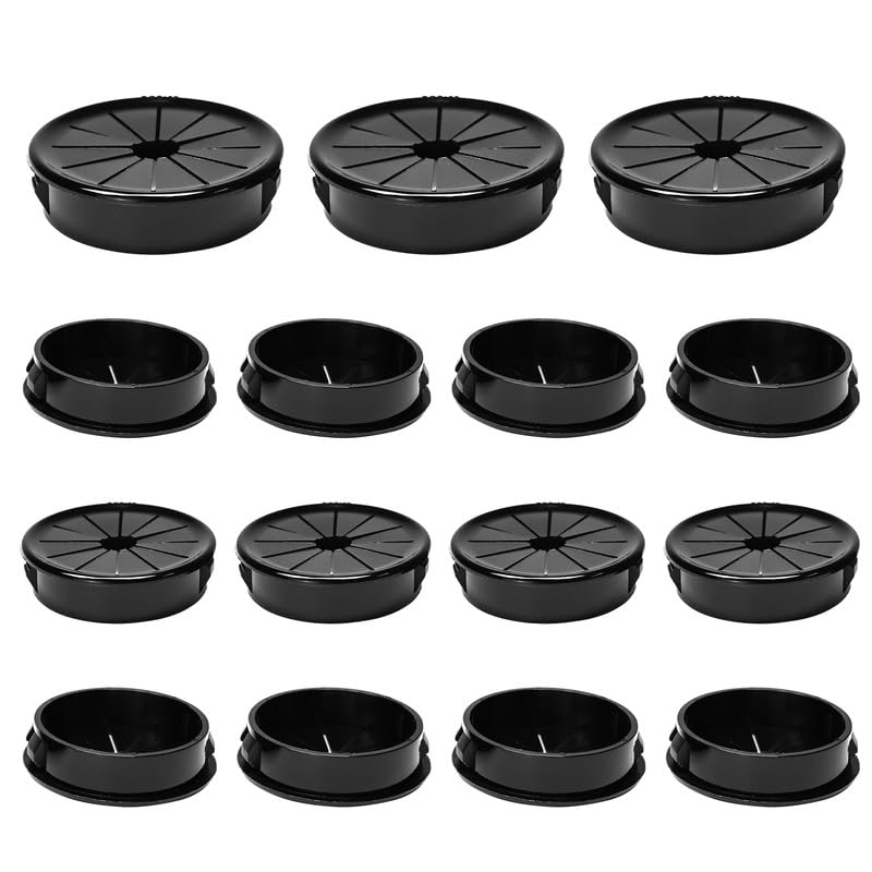 15PCS Cable Grommets, 1-9/16"(40mm) Desk Hole Cover Petal Shaped Buckle Type Nylon Snap Bushing Grommet, Wire Hole Cover Insert for Cables and Cords Management and Protection of Cabinet, Black