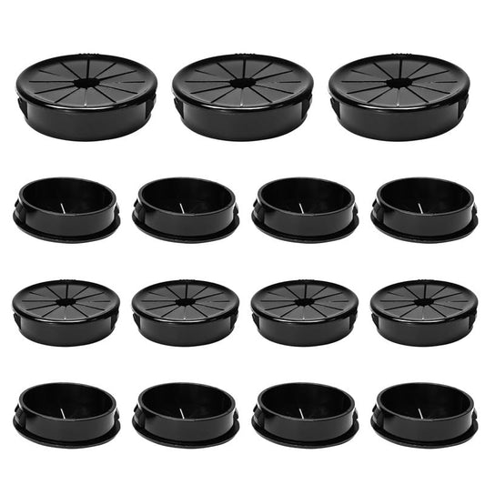 15PCS Cable Grommets, 1-9/16"(40mm) Desk Hole Cover Petal Shaped Buckle Type Nylon Snap Bushing Grommet, Wire Hole Cover Insert for Cables and Cords Management and Protection of Cabinet, Black