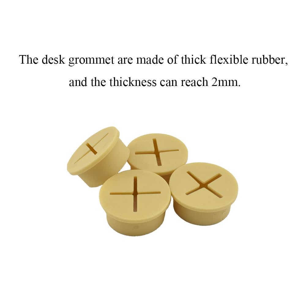 HAHIYO 4Pcs 1Inch/25mm Yellow Flexible Rubber Desk Grommet Wire Grommet Cable Management Cord Hole Cover Desk Wire Hole Insert Wire Organizer for Computer Office Home School Equipment Systems