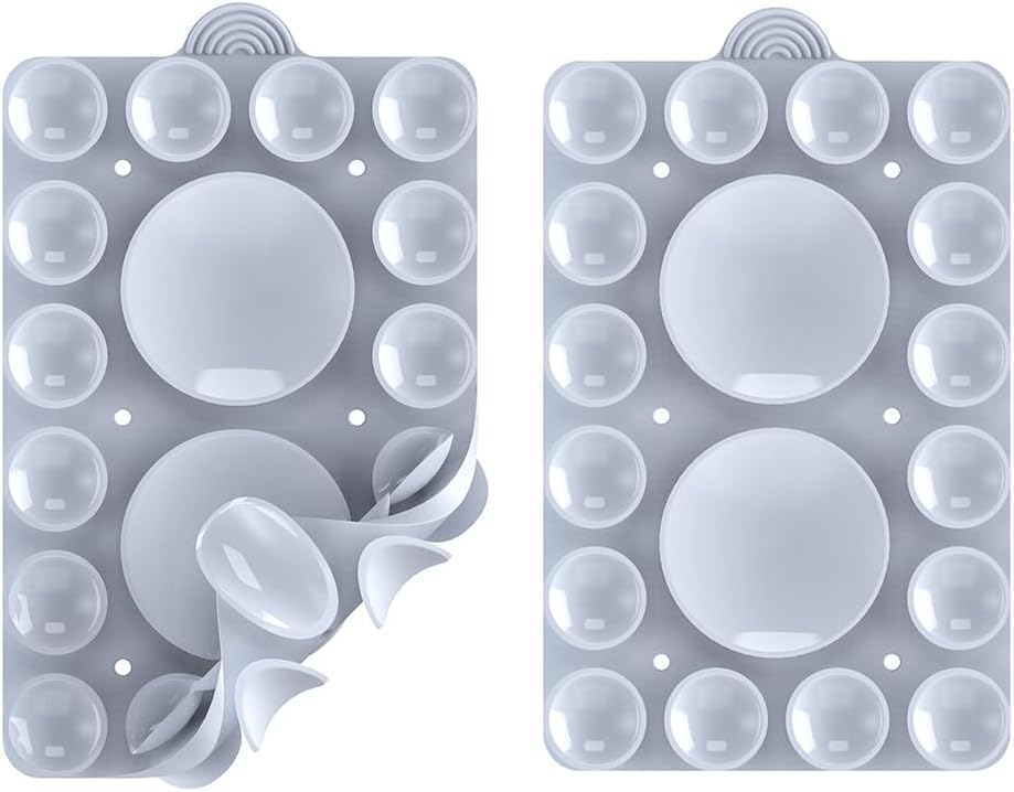 ZYCCER Double Sided Silicone Suction Phone Holder Mount,Compatible with iPhone and Android Cases Hands-Free Mirror Shower Phone Mount Strong Grip Holder (Light Blue, Double Sided 2PCS)