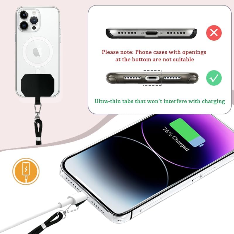 Cell Phone Lanyard, Universal Phone Strap,2x Adjustable Neck Strap,4x Pads Compatible with Most Smartphones