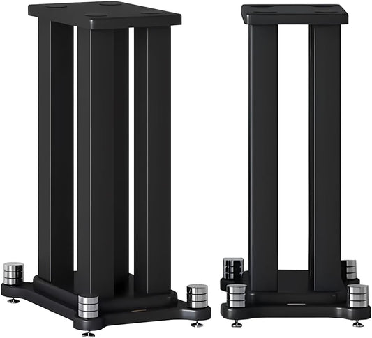 A Pair of Universal Speaker Stands, Heavy Duty Speaker Stands Holds Bookshelf Speaker Satellite Speaker Large Speaker, Vibration-Absorbing MDF Design, Holds 88lbs Speaker (Black, 50cm/19.6in)