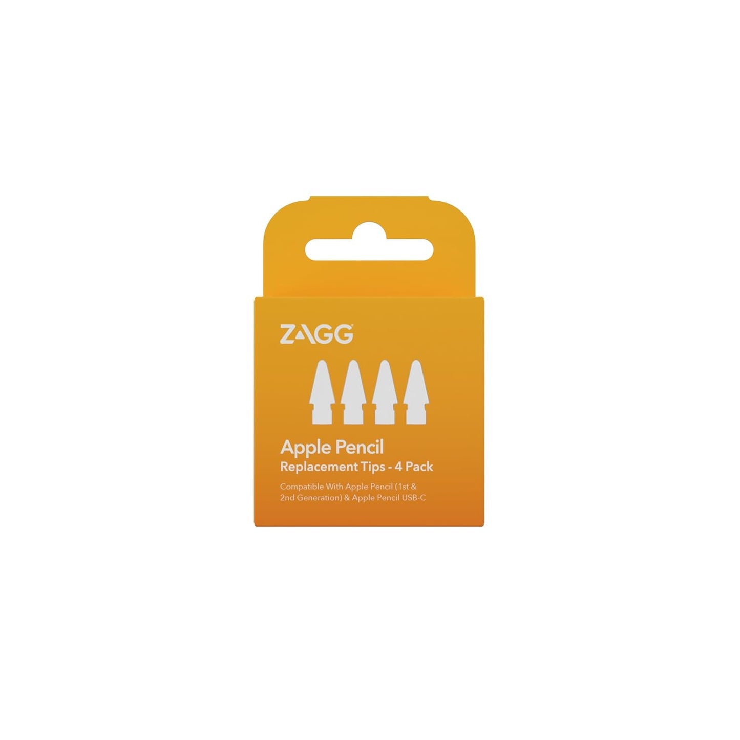 ZAGG Replacement Tips for Apple Pencil 1st Gen, 2nd Gen, & USB-C - Pack of 4, Smooth Writing, Perfect Friction, White