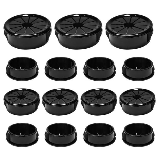 15PCS Cable Grommets, 1-3/16"(30mm) Desk Hole Cover Petal Shaped Buckle Type Nylon Snap Bushing Grommet, Wire Hole Cover Insert for Cables and Cords Management and Protection of Cabinet, Black
