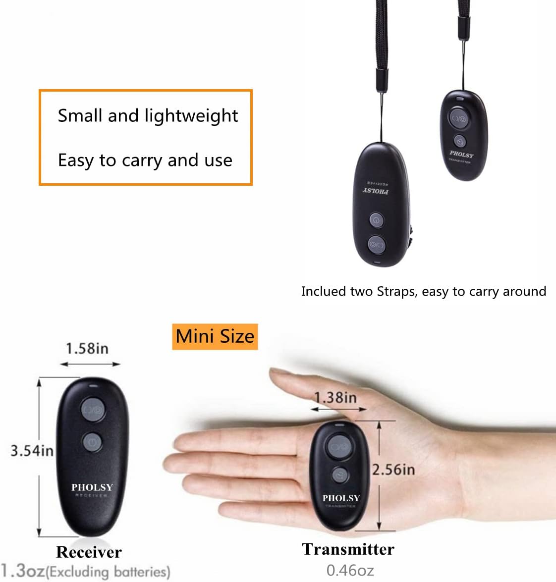 PHOLSY Wireless Shutter Release Camera Remote Compatible with Nikon Z5 Z8 Z9 Z7ii Z6 Z6ii D750 D780 D7500 D7200 D5600 D5500 P7700 P7800 P950 D90 D4 D5 D6 D800 D850 D810 D700 D300 D200 COOLPIX Series