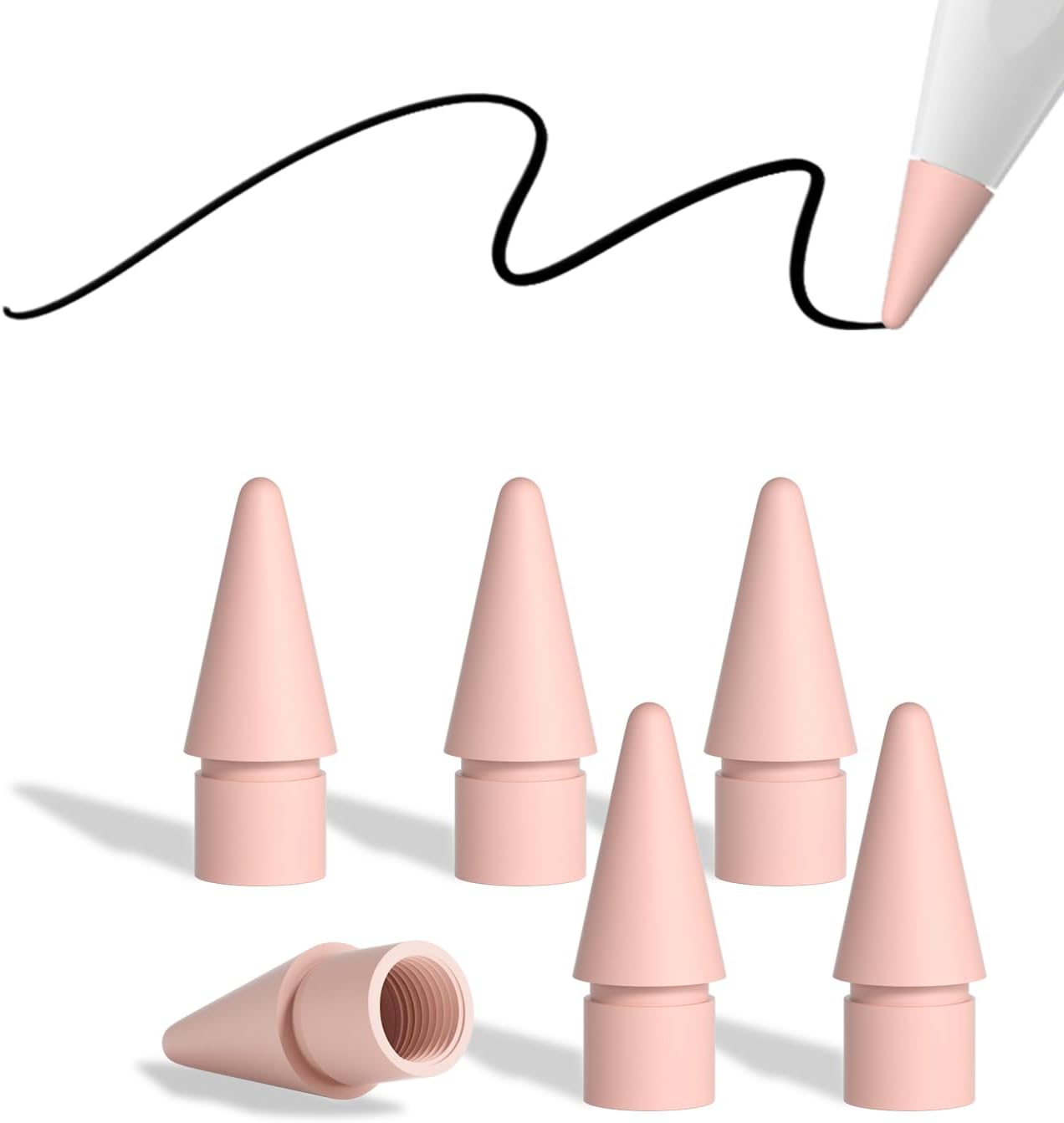 Replacement Pencil Tips for Apple Pencil Pro, Pen Tips for Apple Pencil 2nd Gen/1st Gen/USB-C, Wear-Resisting Pencil Nibs with Storage Box, Pen Nibs Set Compatible with Apple Pen (6 Pack, Pink)