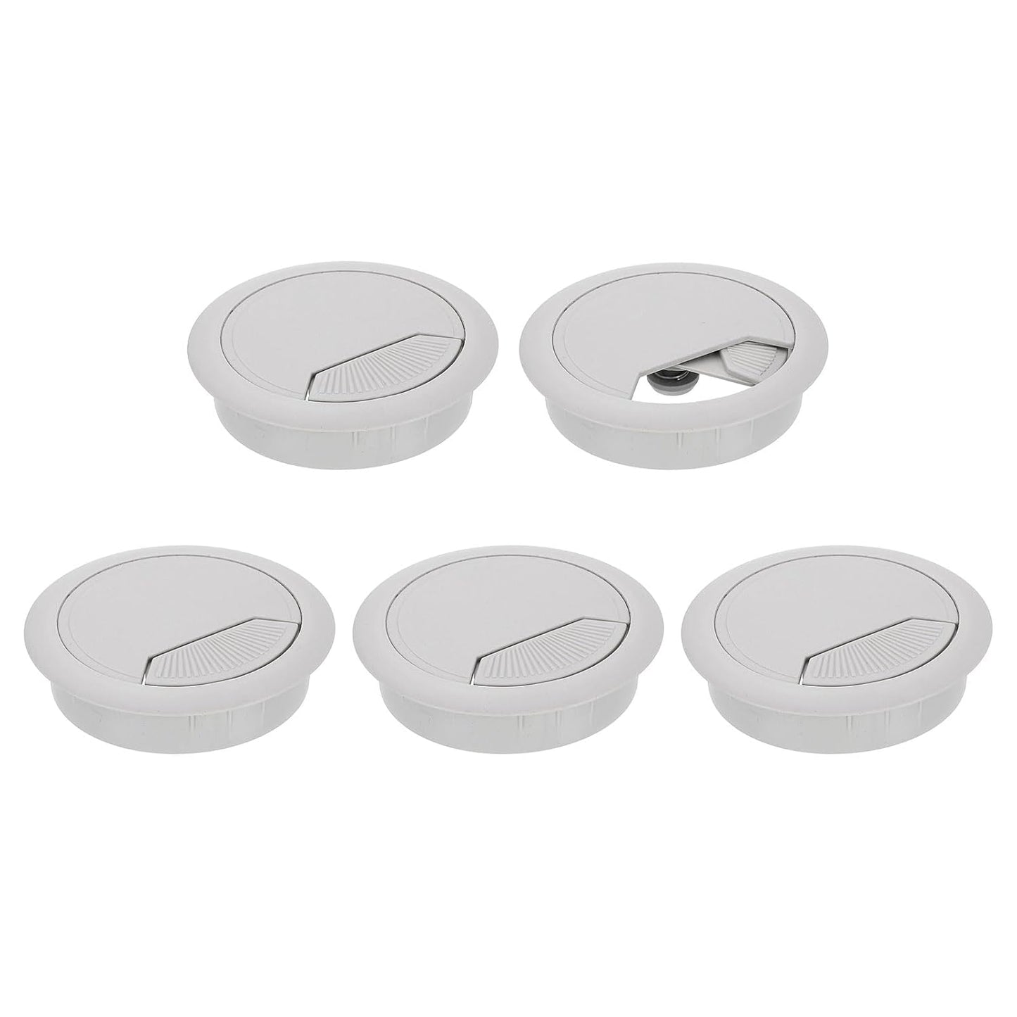 uxcell 5 Pcs 60mm (2.36 Inch) Desk Grommet, Plastic Cable Hole Cover, Wire Cord Cable Organizer for Home Office Computer Desk Cabinet, Gray
