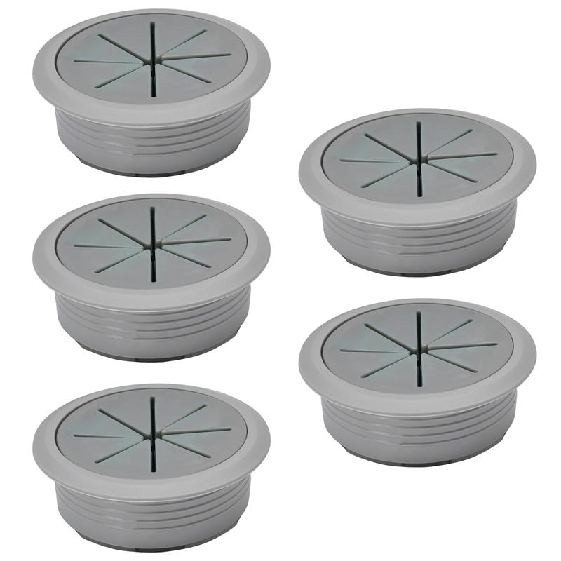 5 Pcs Desk Grommet 2" / 50 mm, Desk Hole Cover for Cables Dark Grey, Cable Grommet ABS Plastic, Desk Hole Grommet for Home & Office Pc, Detachable Cable Cord Organizer