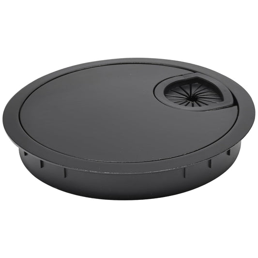 1 Pcs Desk Grommet 3-1/8" / 80 mm, Desk Cord Hole Cover, Cable Grommet Metal Zinc Alloy Materilal, Desk Hole Grommet for Home & Office Pc, Detachable Cable Cord Organizer-Flat Black