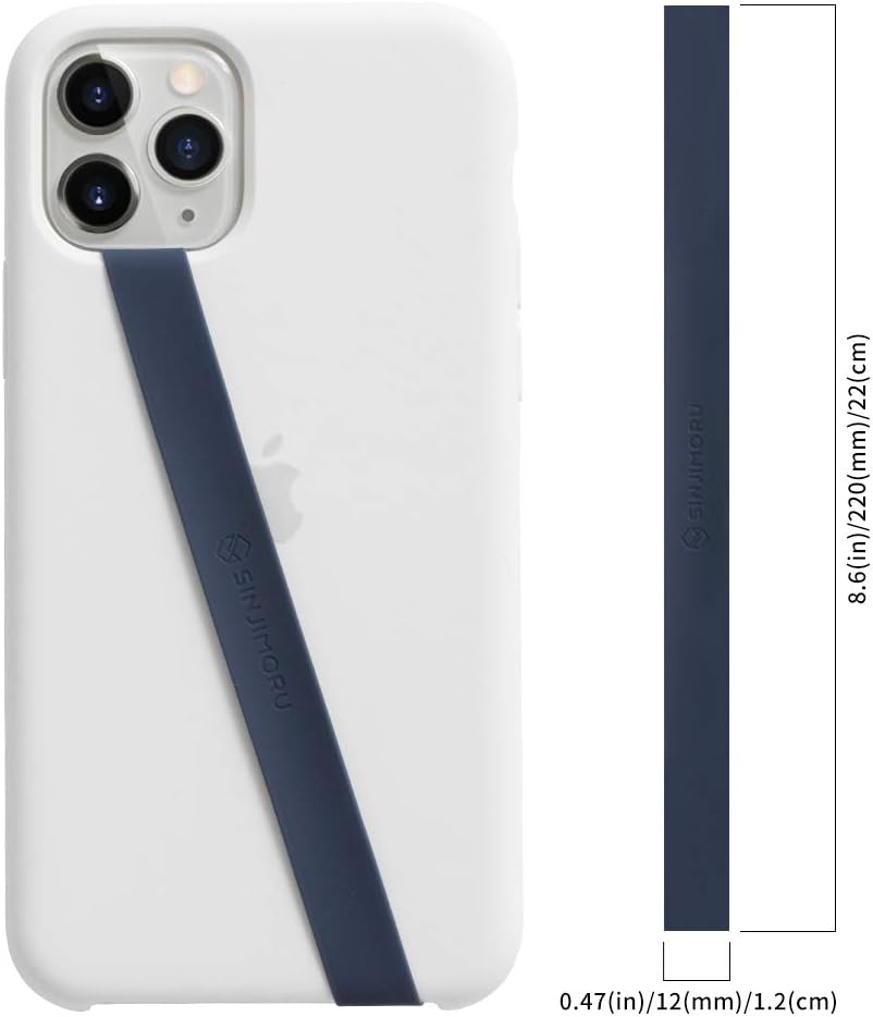 Sinjimoru Stretchable Silicone Phone Strap, Flexible and Elastic Grip Holder for iPhone & Android, Secure Phone Loops Finger Grip with Wireless Charging Support Sinji Loop Navy