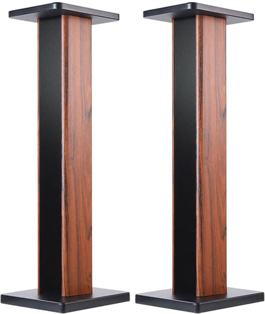 Wood Grain Speaker Stands 36 Inch Universal Floor Speaker Stand Pair Heavy Duty Hollowed Stands for Home Theater Speakers with Sand Filling Tuning Function - Pair