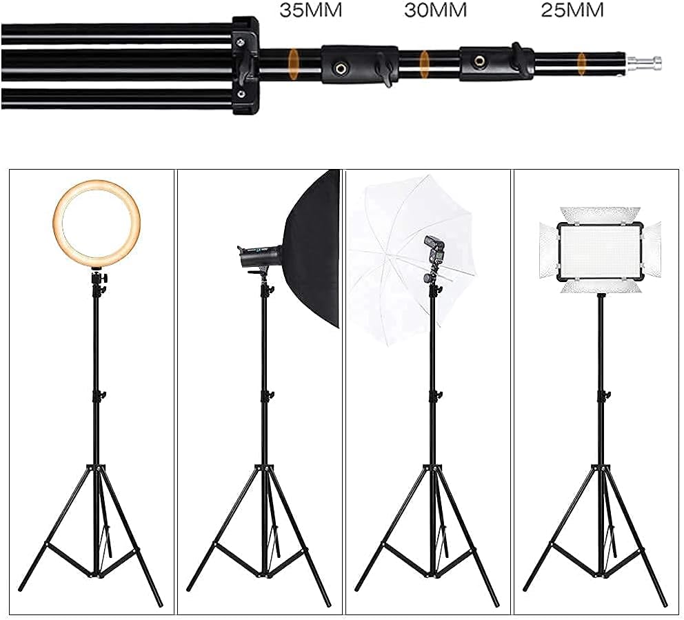 Heavy Duty Light Stand 9.5 Feet/2.8 Meters Adjustable Spring Cushioned Metal Photography Tripod Stand for Photo Studio Speedlight, Ring Light, Photographic Equipments Thickening Flash Stand