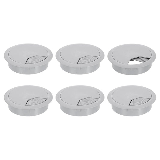 uxcell 6 Pcs 80mm (3.15 Inch) Desk Grommet, Plastic Cable Hole Cover, Wire Cord Cable Organizer for Home Office Computer Desk Cabinet, Gray