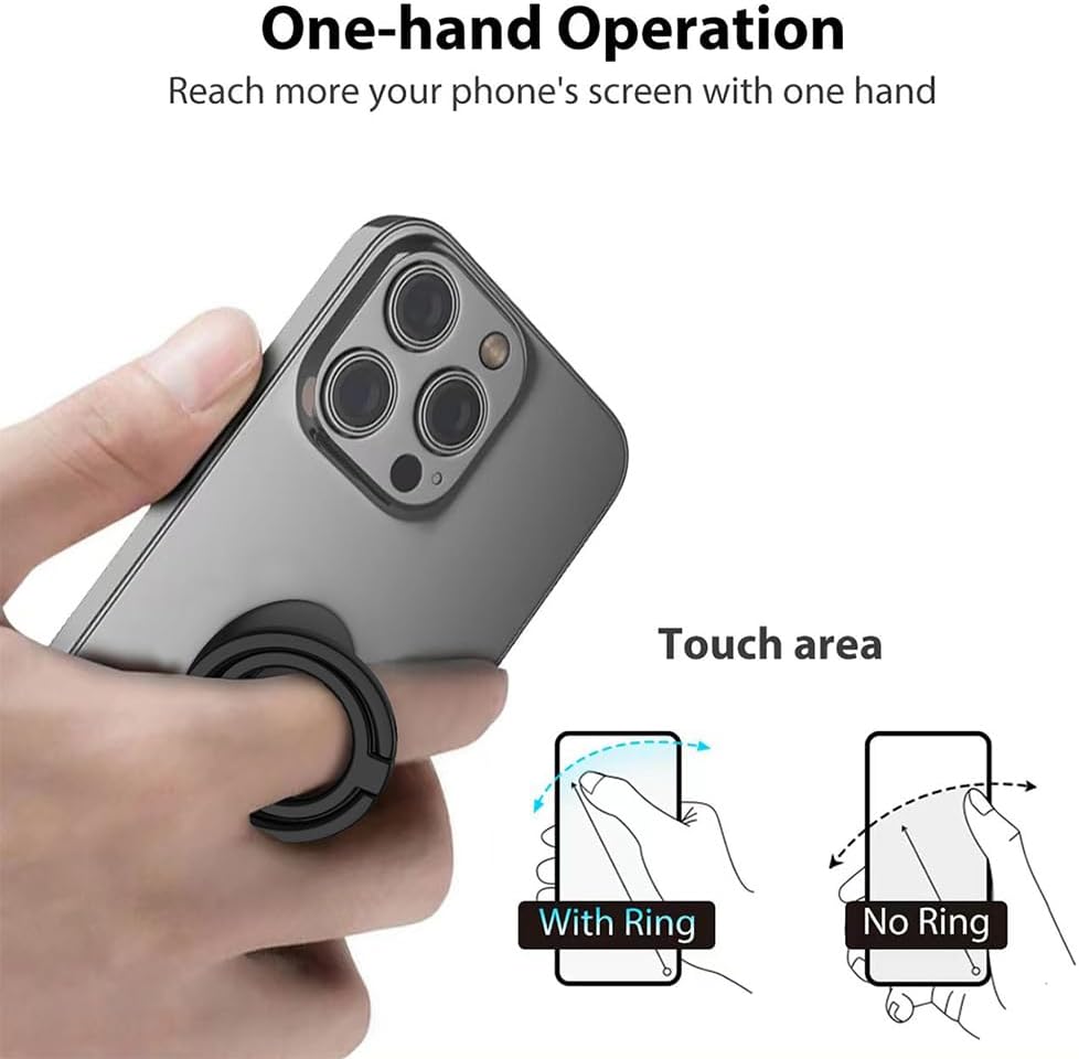 Magnetic Phone Grip Compatible with MagSafe,Magnetic Phone Ring Holder Finger Kickstand Wireless Charging Compatible,Adjustable Double Cell Phone Rings Gripper Stand for MagSafe iPhone - Black