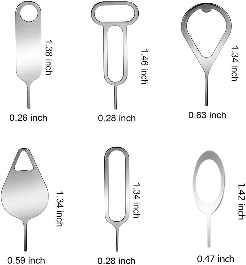 7Pcs SIM Card Removal Openning Tool Tray Eject Pins Needle Opener Ejector Compatible with All iPhone Apple iPad HTC Samsung Galaxy Cell Phone Smartphone Watchchain Link Remover (7Styles)