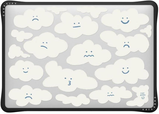 CASETiFY Impact MacBook Air 13" (M1/Intel) Case [Cushioned Impact Corners/Scratch-Resistant/Anti-Slip Grip] - Cute Clouds - Clear Black