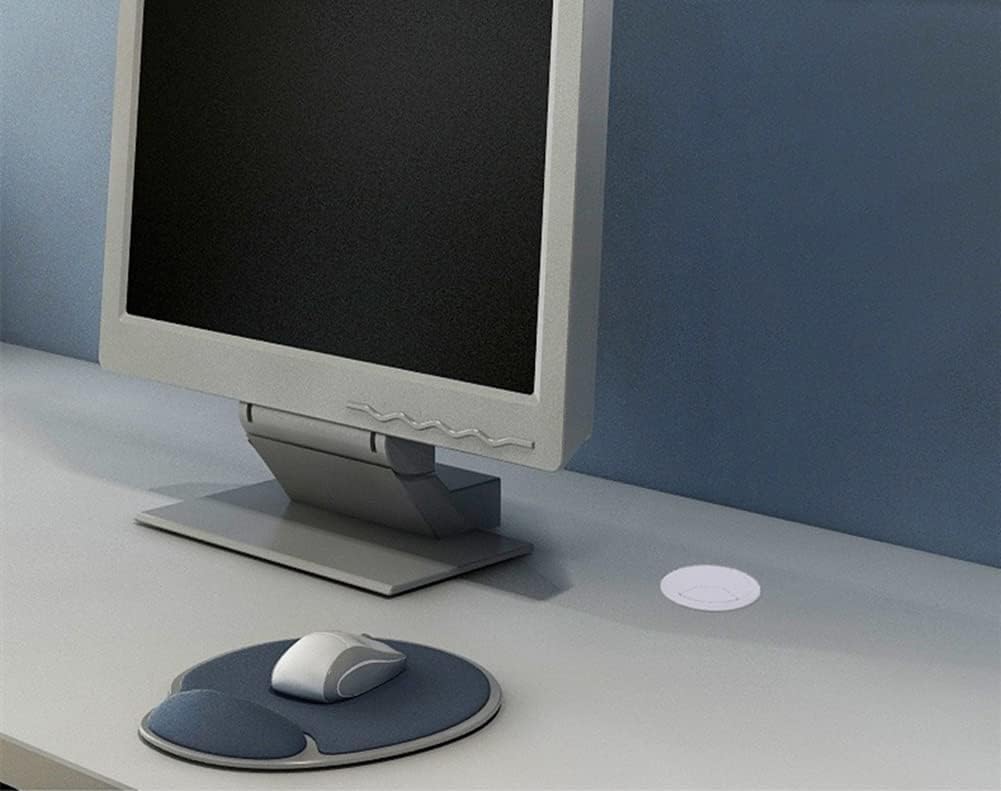 2pcs 2 inch Desk Wire Cord Cable Grommets Hole Cover for Office PC Desk Cable Cord Organizer Plastic Cover Black (White-2Pcs)