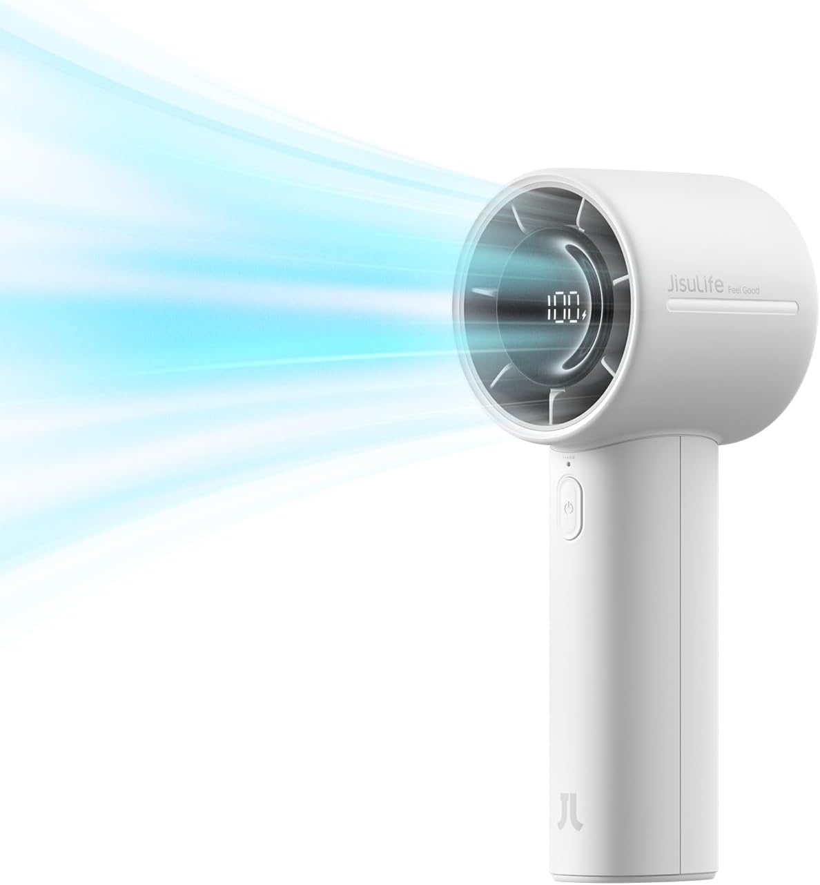 JISULIFE Handheld Turbo Fan, 5000mAh Rechargeable Portable Fans,Up to 28 Hours Working,5 Speed Strong Wind,Personal Mini Fan for Travel Outdoor Camping Beach Makeup（Gray）