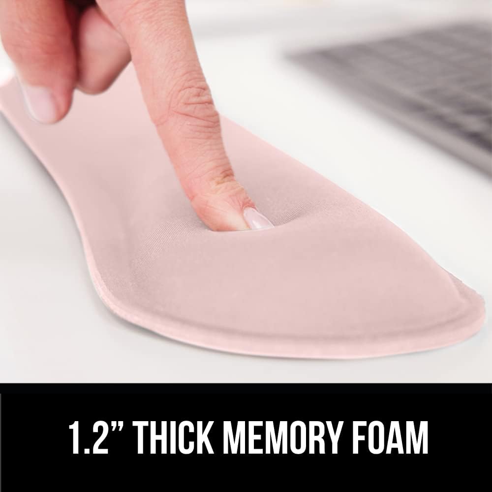 GORILLA GRIP Silky Gel Memory Foam Wrist Rest for Computer Keyboard, Mouse, Ergonomic Design for Typing Pain Relief, Desk Pads Support Hand Arm Mousepad Rests, Stain Resistant, 2 Piece Pad, Light Pink