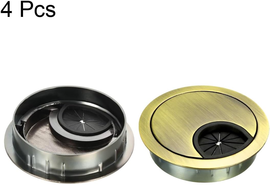 uxcell Cable Hole Cover, 2.1Inch/53mm Zinc Alloy Desk Wire Cord Cable Grommets Hole Cover for Office PC Desk Cable Cord Organizer, 4 Pcs Bronze Tone