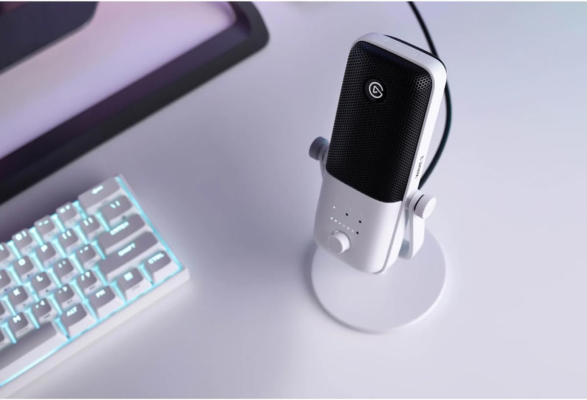 Elgato Wave:3 White - Premium Studio Quality USB Condenser Microphone for Streaming, Podcast, Gaming and Home Office, Free Mixer Software, Anti-Distortion, Plug ’n Play, for Mac, PC