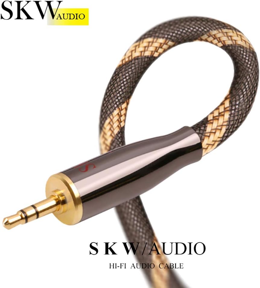 SKW Audiophiles High Gauge AUX Cable 3.5mm Male to Male Jack Cable with Diameter 6.8mm Stereo Audio Cable 6.5ft(2m)