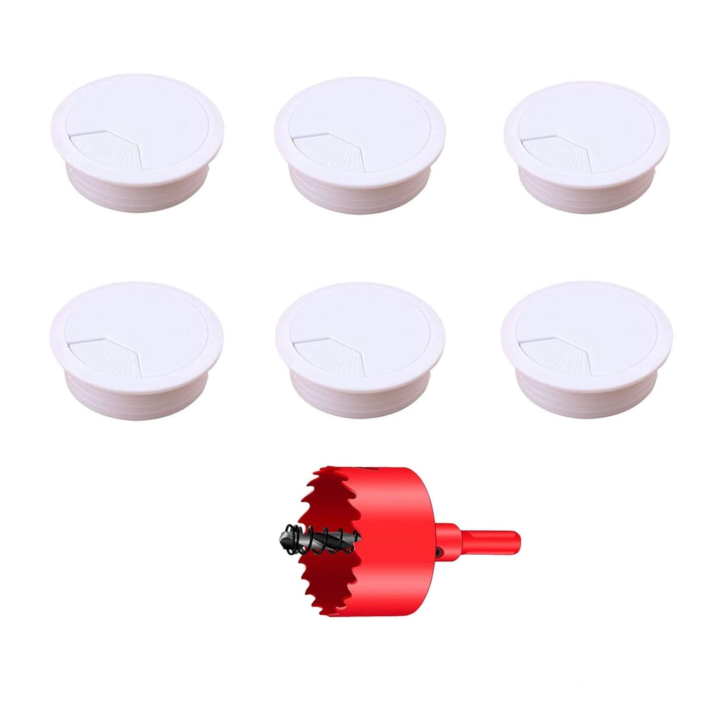 TuTuYa 6PCS Desk Grommet, 3-1/6inch (80mm) White Desk Cable Hole Covers, Ideal for Office and Home Table Cable