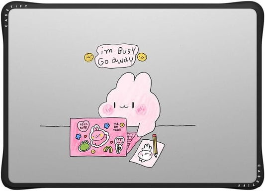 CASETiFY Impact MacBook Air 13.6" (M2-M4) Case [Cushioned Impact Corners/Scratch-Resistant/Anti-Slip Grip] - I'm Busy - Clear Black