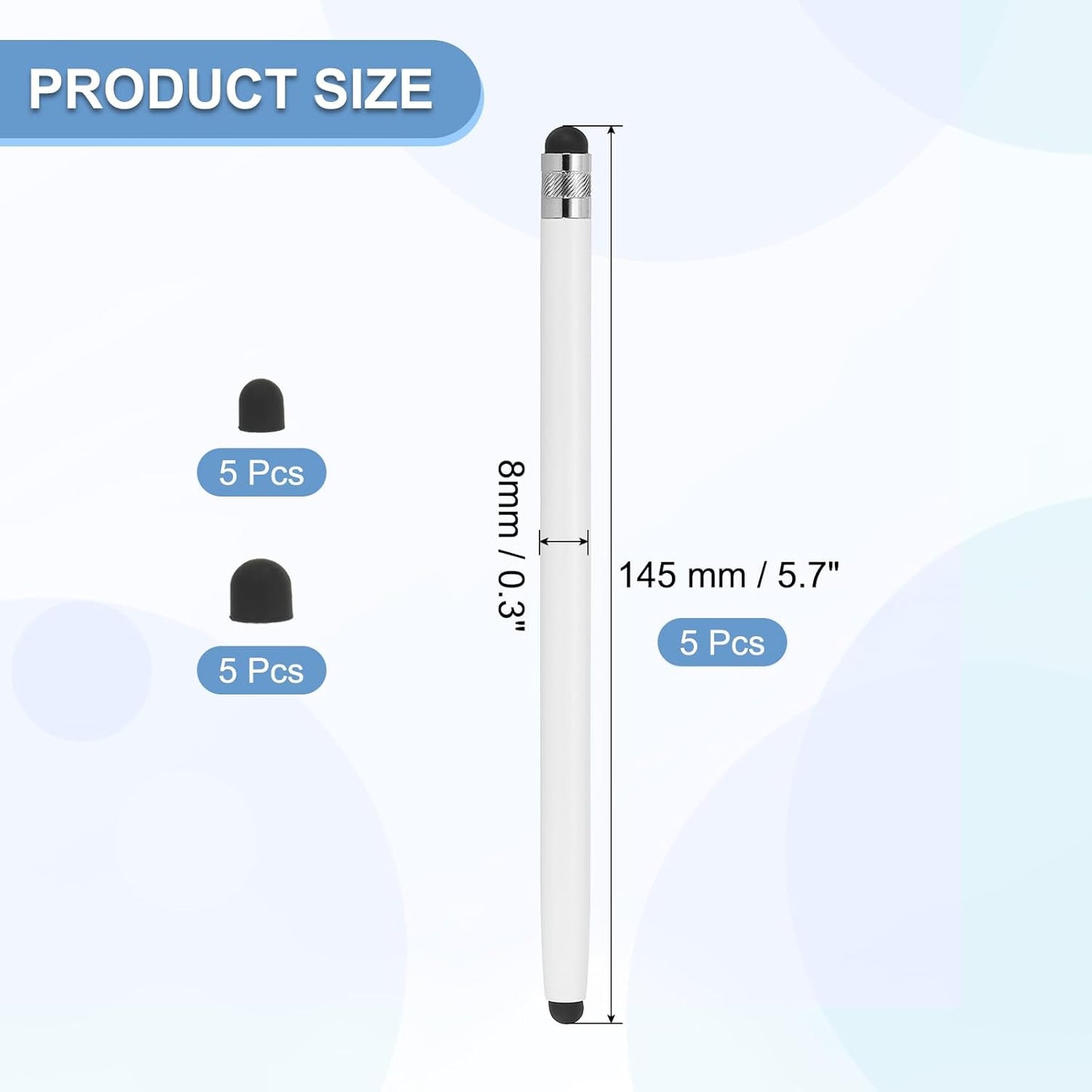 PATIKIL 5 Pcs Stylus Pens for Touch Screens, 2 in 1 High Sensitivity Universal Pen Capacitive Stylus for Phone Tablets Laptop Touch Screen Devices, White