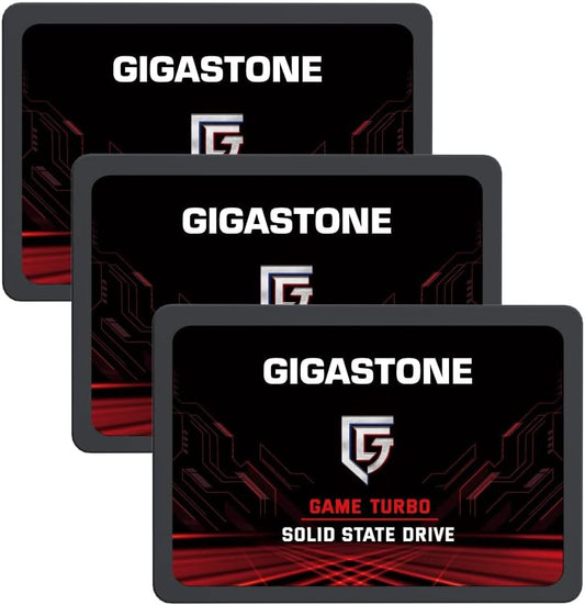 Gigastone SATA SSD 256GB (3-Pack) 2.5 inch SSD 520MB/s Upgrade Laptop PC Memory and Storage PS4 HDD Replacement 2.5" Internal Solid State Hard Drives SATA III SLC Cache 3D NAND Game Turbo Performance