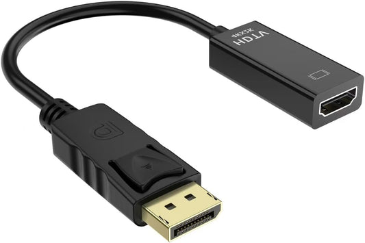 4K DisplayPort to HDMI Adapter, 1PCS Gold-Plated Uni-Directional DisplayPort PC to HDMI Screen Converter (Male to Female), Supports 3840x2160@30Hz