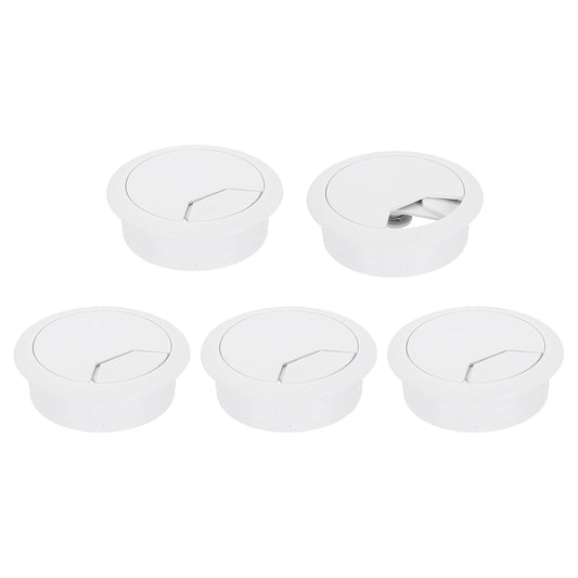uxcell 5 Pcs 50mm (1.97 Inch) Desk Grommet, Plastic Cable Hole Cover, Wire Cord Cable Organizer for Home Office Computer Desk Cabinet, White