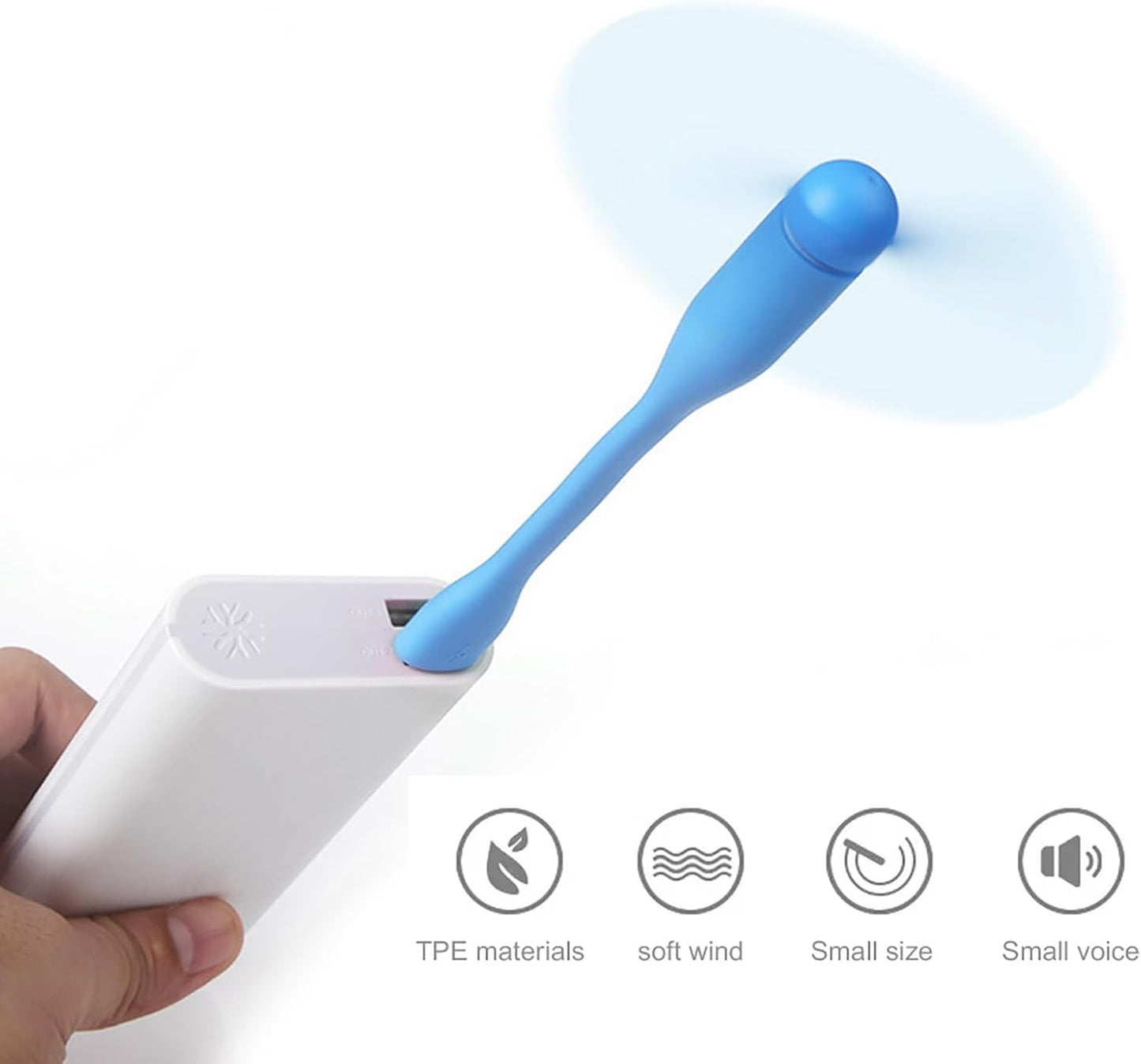 Mini USB Fan, Portable Pocket Fan USB-A Powered Little Cooler, Quiet Operation, for Home Office Car Outdoor Travel- 4 Pack (Blue)