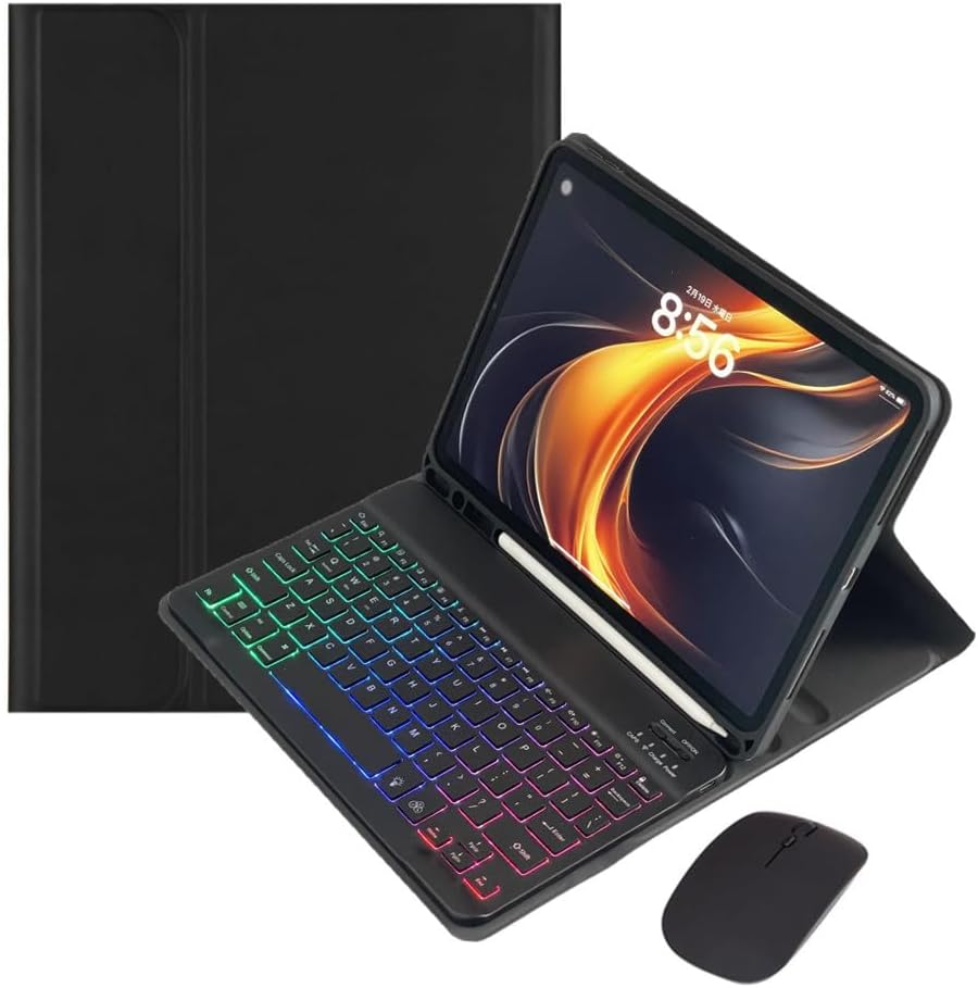 Rainbow Backlit Keyboard Case for iPad Pro 11 inch (M4) 2024 with Mouse and 7 Colors RGB Colorful Backlight Magnetic Detachable Bluetooth Keyboard Cover,Black