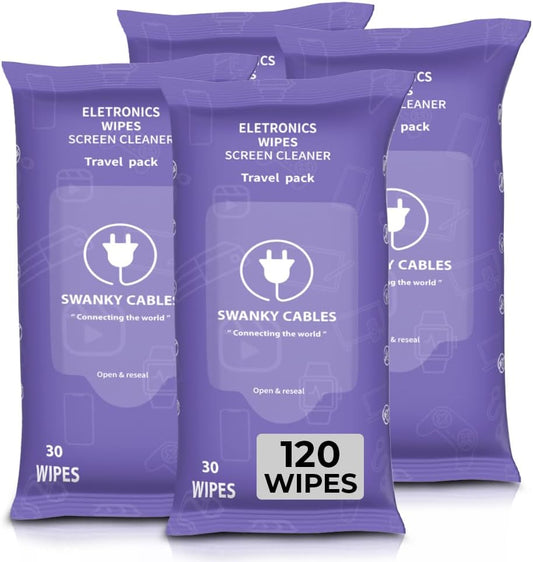 Screen Cleaner Wipes: Electronic Wipes for Screens - Computer Screen Wipes for Lens, Phone, Tv Screen and Monitor Cleaning - Tech Wipes & Microfiber Cloth (Soft Wipes, 120 Count)