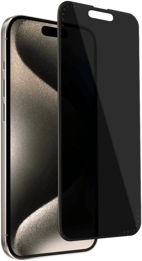 CASETiFY Impact Privacy Screen Protector [Strengthened 9H aluminosilicate glass, applicator included] for iPhone 15 Pro