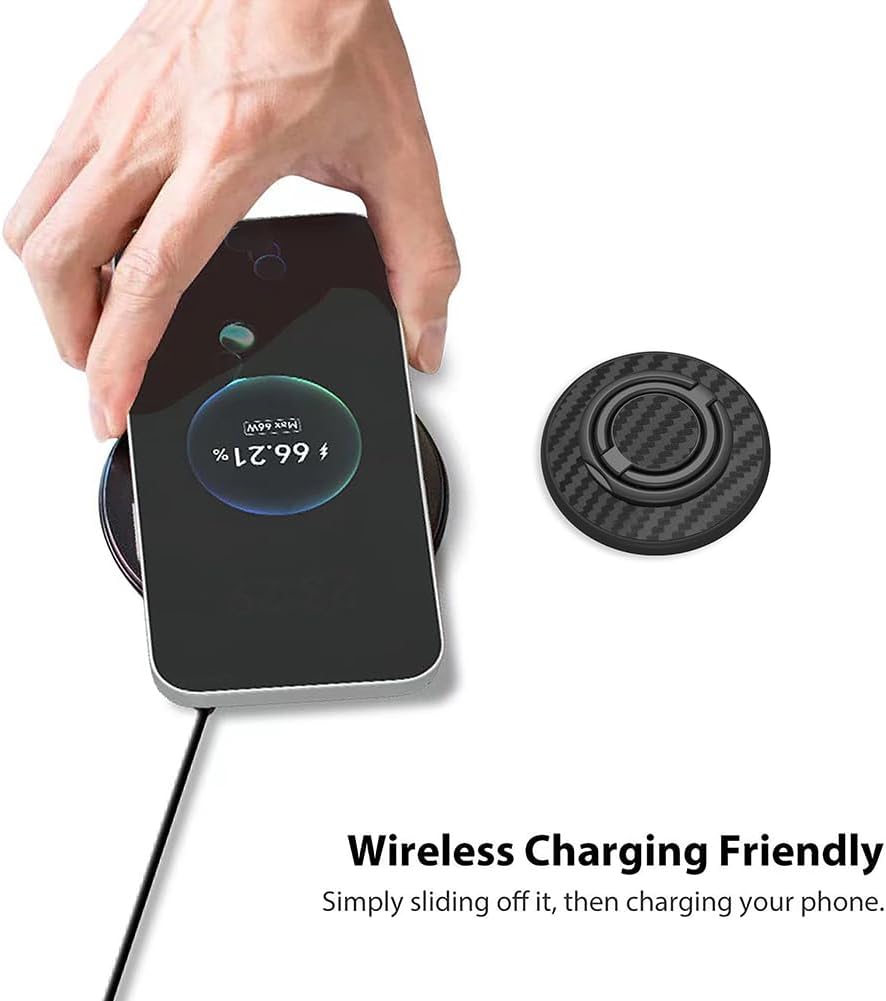 Magnetic Phone Grip Compatible with MagSafe, Magnetic Phone Ring Holder Finger Kickstand Wireless Charging Compatible, Double Cell Phone Rings Gripper Stand for MagSafe iPhone - Black Weave